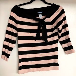 U-Knit Black & Pink striped top